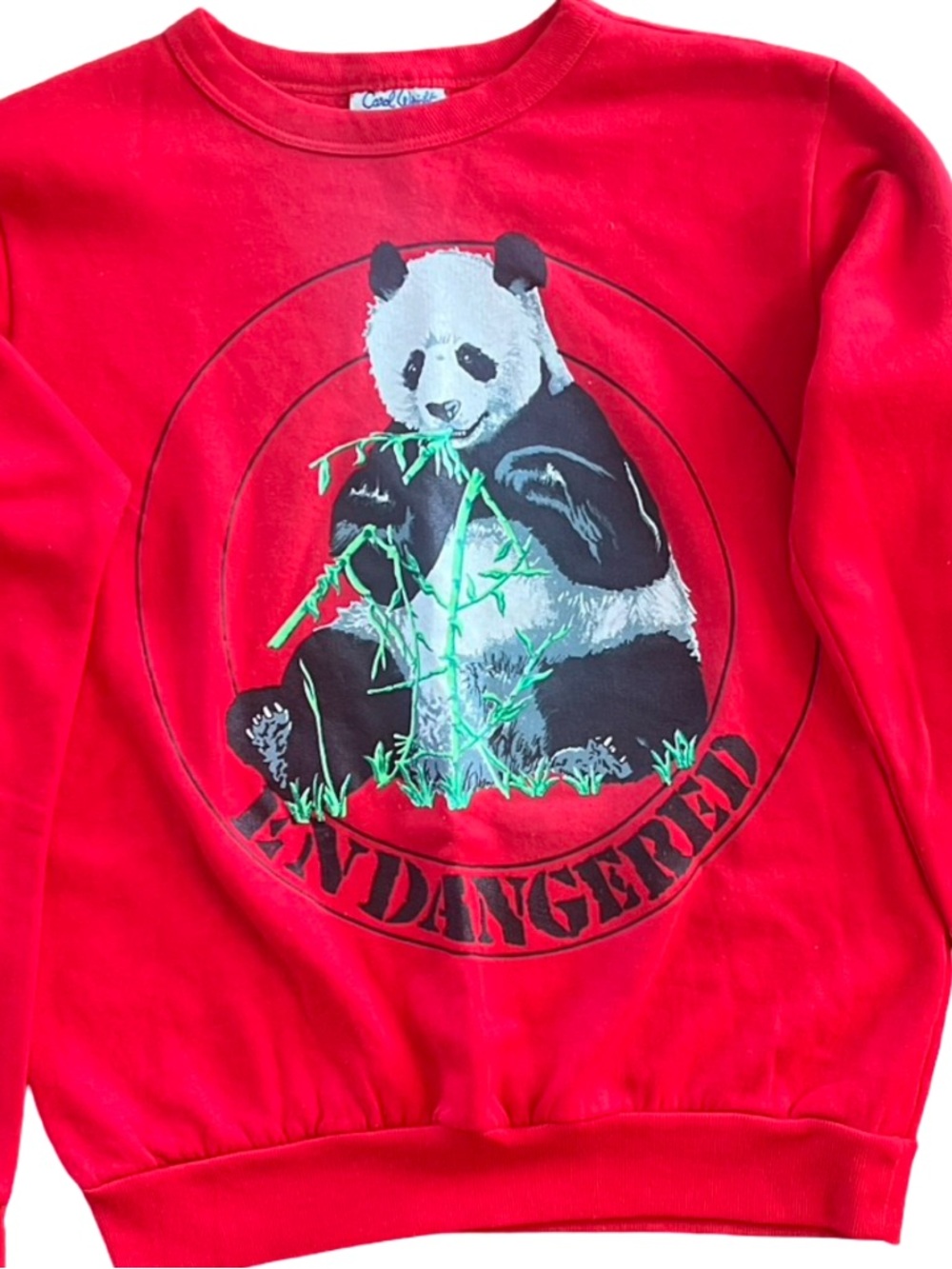 80s Vintage Crew Pullover Panda 'Endangered' Graphic Sweatshirt by Carol Wright